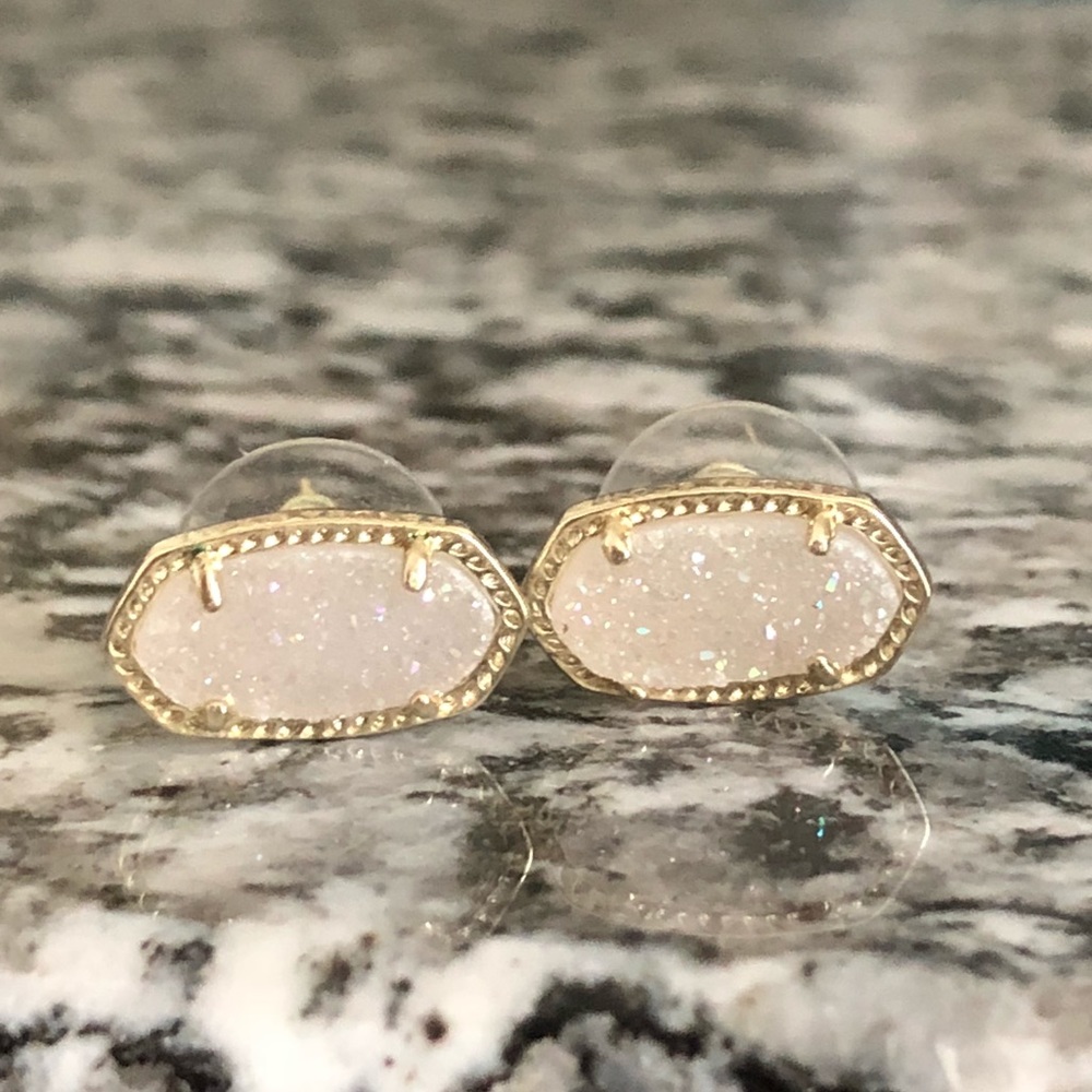 Kendra scott ellie gold iridescent drusy earrings